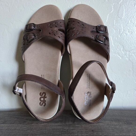 SAS Duo Quarter Strap Leather Sandals Brown Size Women's 8.5 Comfort Adjustable - Picture 5 of 9